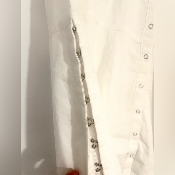 Free People flared sleeve denim mini dress in ivory Size XS NWT - Picture 7 of 8